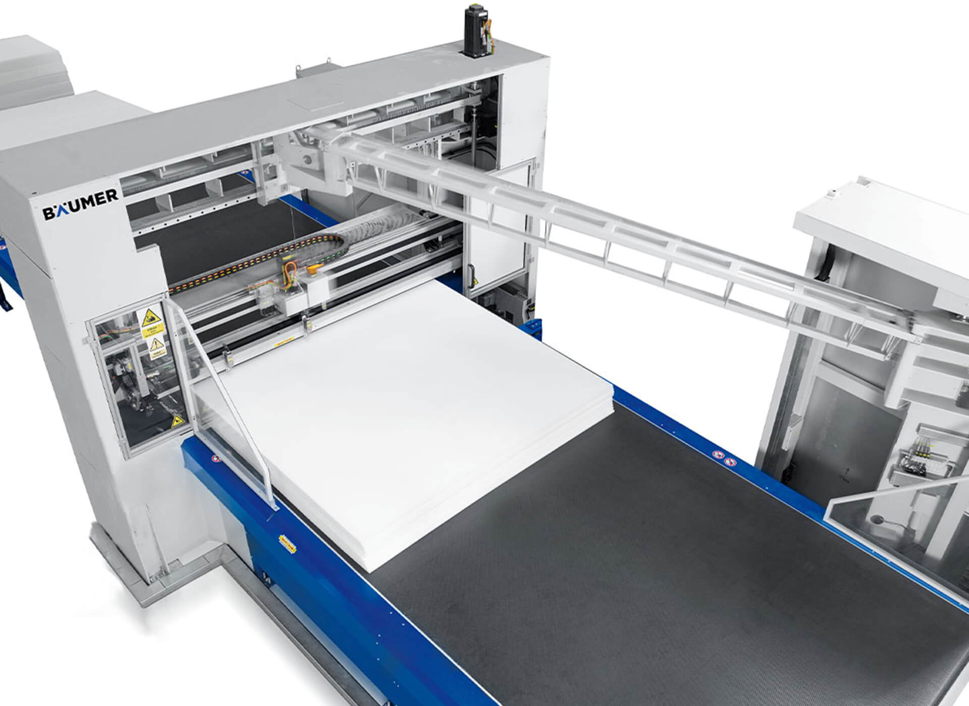 Vertical contour cutting machine with knife